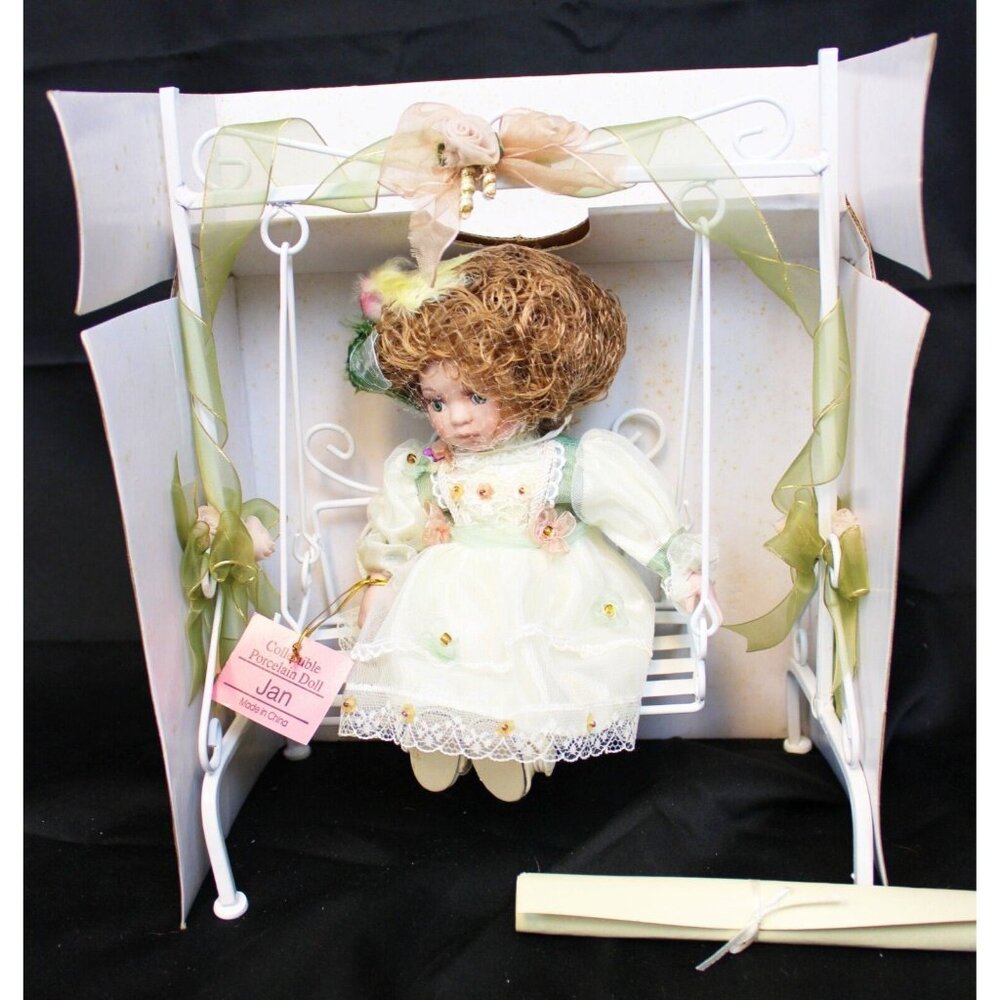 Show Stoppers Doll Jan Collectible Metal Swing Porcelain Doll Fairy Flower Girl